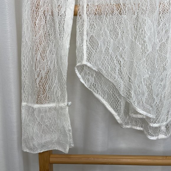 SOLD Witchery Cream Lace Blouse Top 12 - Picture 4 of 10
